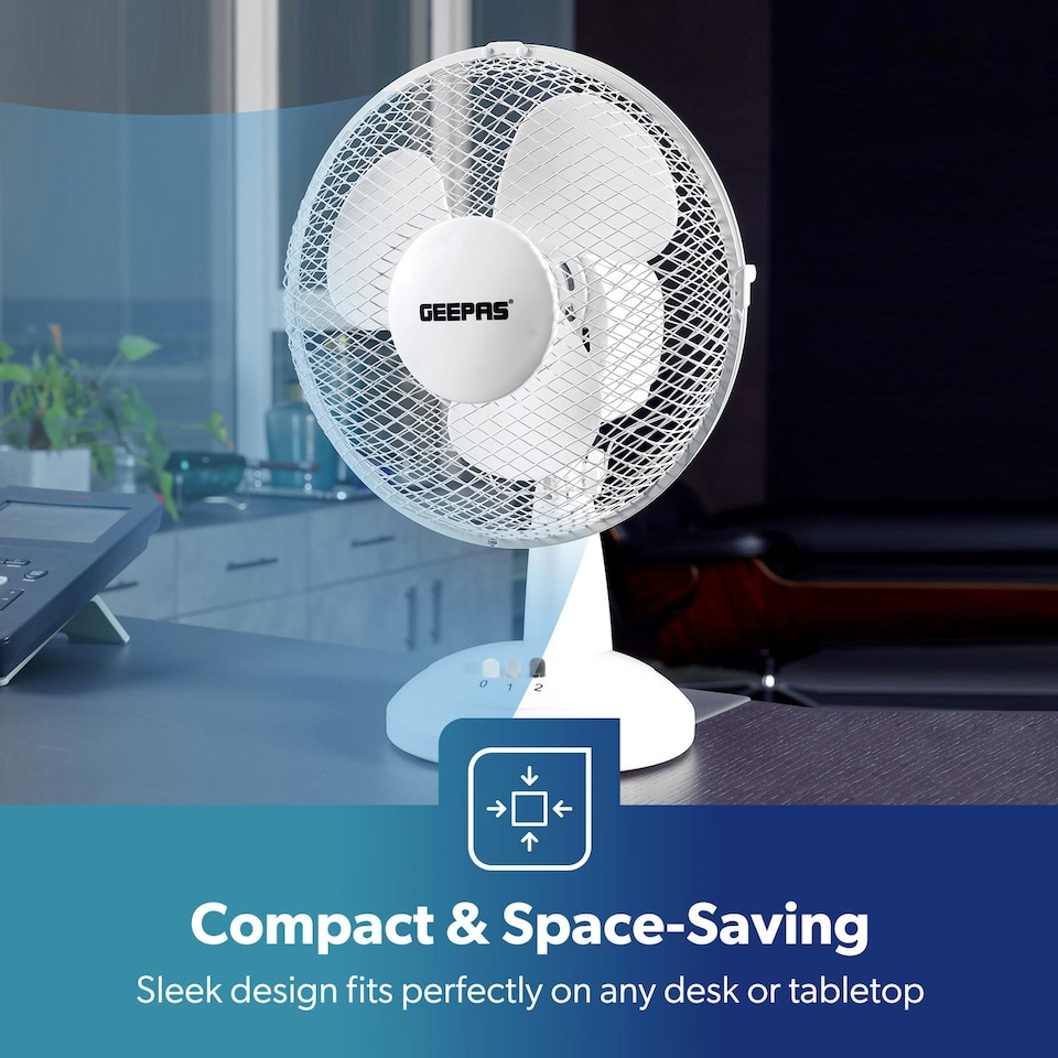 image 1 of GEEPAS 9" Table Fan - Electric Portable Desktop Cooling Fan