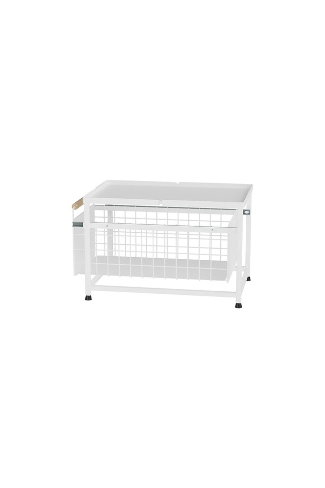 image 1 of Living and Homr Kitchen Pull-Out Storage Organiser for Cabinet, White, Single Layer-M | White