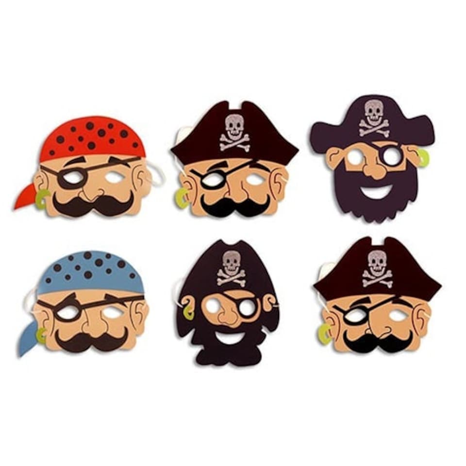 Assorted Pirate Foam Masks - Pack of 6