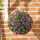 image 8 of HOMCOM Set of 2 Decorative Artificial Plants, UV-protected Artificial Plant Topiary Rose Balls, Fake Plants for Home Indoor outdoor Decor, 28cm, Purple