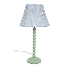 ValueLights Bobbles Sage Green Table Lamp Blue Pleat Shade & Bulb | Blue