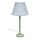 image 1 of ValueLights Bobbles Sage Green Table Lamp Blue Pleat Shade & Bulb | Blue