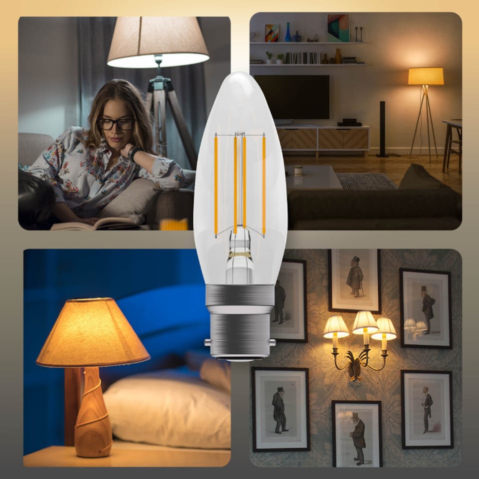 image 1 of BELL Lighting B22 Bayonet Dimmable LED Filament Candle Warm White 2700K 4.5W Light Bulb