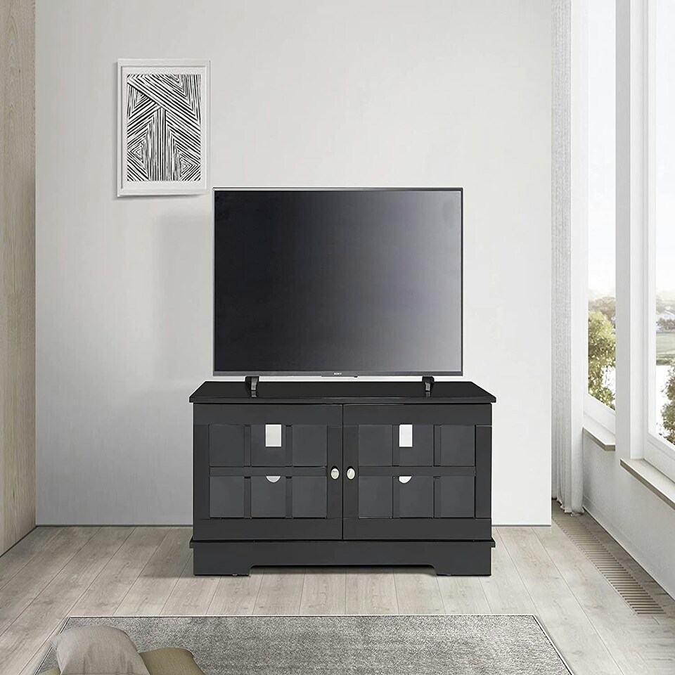 image 1 of MDA Designs Hamilton Black Freestanding Traditional TV Cabinet with Storage Elegant Classic Design for Flat Screen TVs up to 55" Black