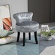 image 2 of HOMCOM Dressing Table Stool with Rubber Wood Legs, Ice Velvet Vanity Stool for Living Room Bedroom, Grey