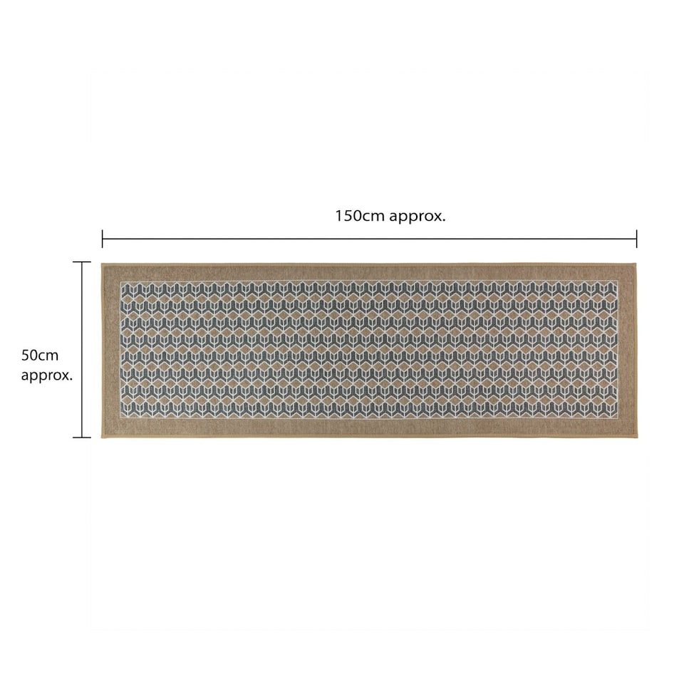 image 1 of JVL Allure Machine Washable Entrance Runner Doormat, 50x150cm - Beige