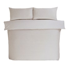 Gingham Polycotton Check Polycotton Duvet Cover Set With Pillowcase Brown | Single