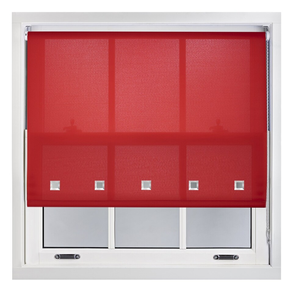 image 1 of FURNISHED Roller Blinds Daylight Square Eyelet Light Filtering Easy Fit Trimmable Window Shade | Red | Red