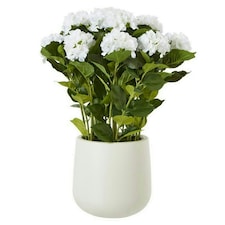 Large Hydrangea Plant in Pot - Plastic - L63 x W63 x H79 cm - White