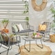 image 4 of Neo Grey 4 Piece Wicker Bamboo Style Garden Sofa, Table & Chairs Set