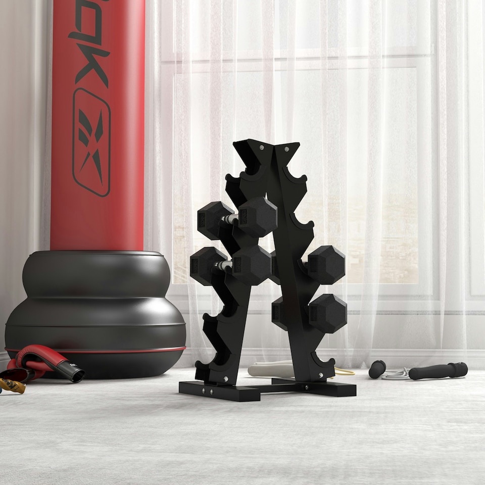 image 1 of HOMCOM Hexagonal Dumbbells Kit Weight Lifting Exercise for Home Fitness 2x5kg