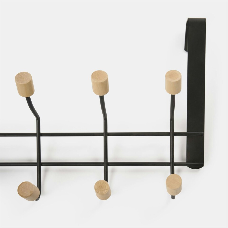 image 1 of OHS Over Door 10 Hooks Coat Hanger Wood Organiser Space Saving Home Storage Rail