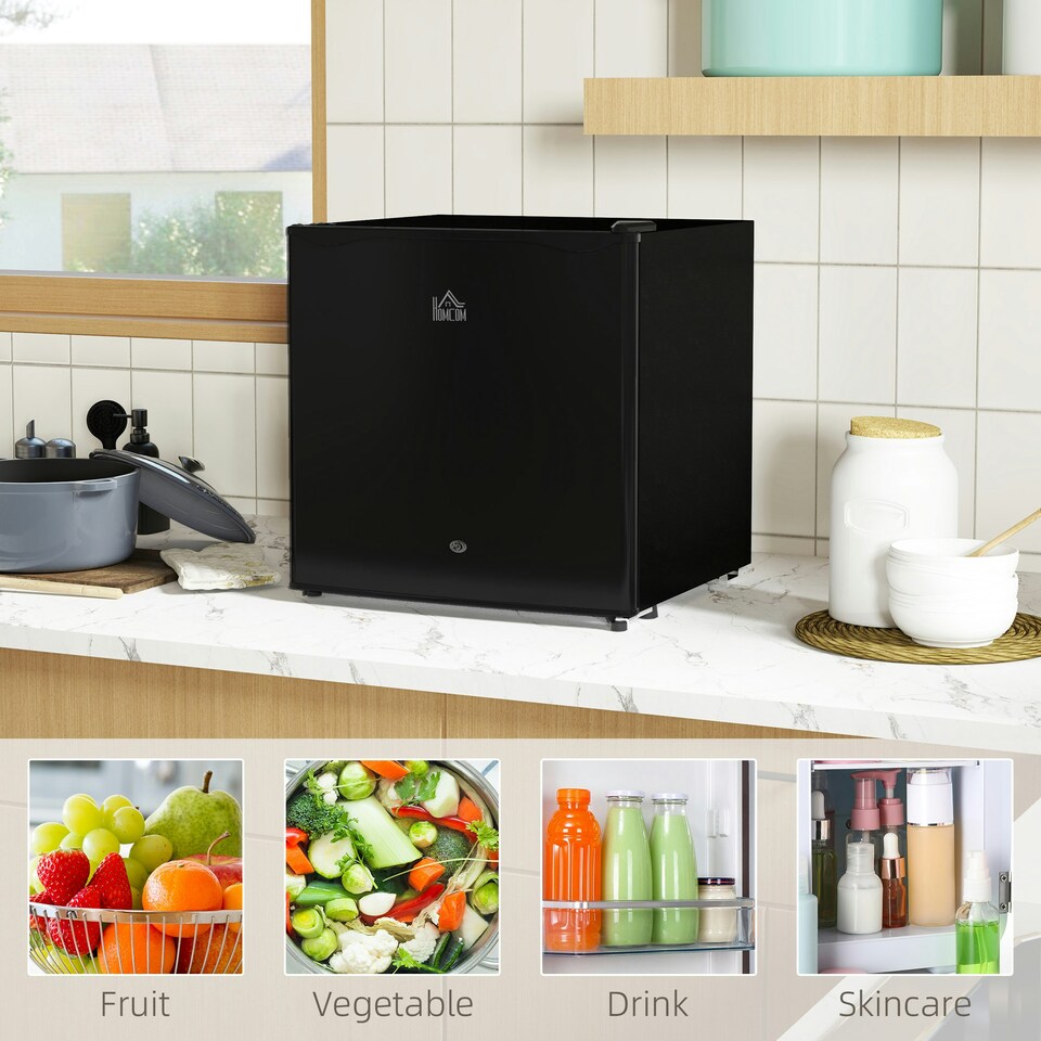 image 1 of HOMCOM 46L Counter Top Fridge Mini Fridge with Lock Chiller Box Black
