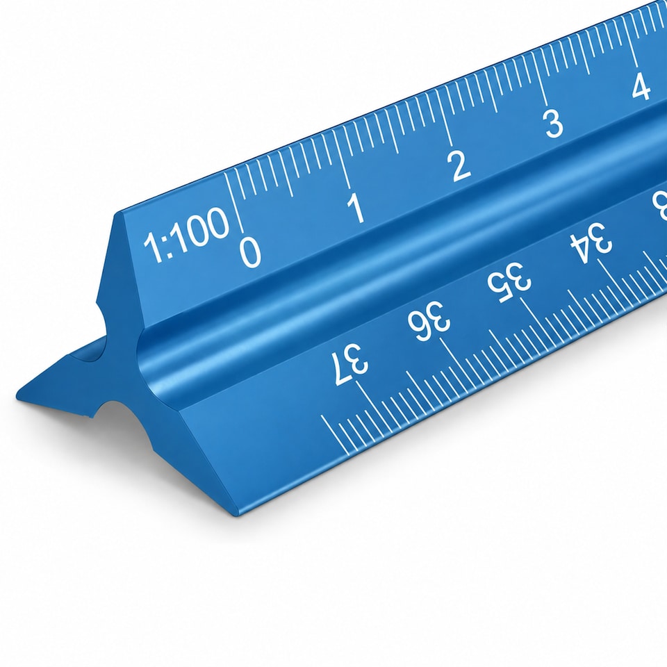 image 1 of 30cm Aluminium Triangular Ruler with 6 Precision Scales - 1pc