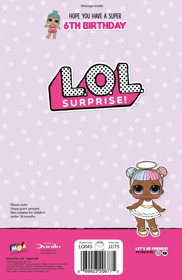 image 1 of LOL Surprise Age 6 Birthday Card