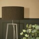 image 2 of ValueLights Hiru Grey 3 Tier Shelf Floor Lamp with Large Charcoal Drum Shade and LED Bulb Grey