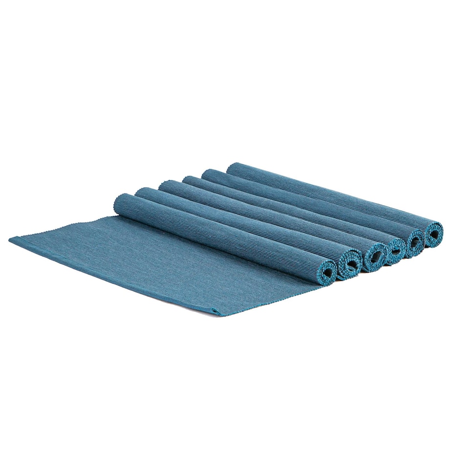 image 1 of Nicola Spring Cotton Fabric Placemats - Denim - Pack of 6 | Blue | Blue