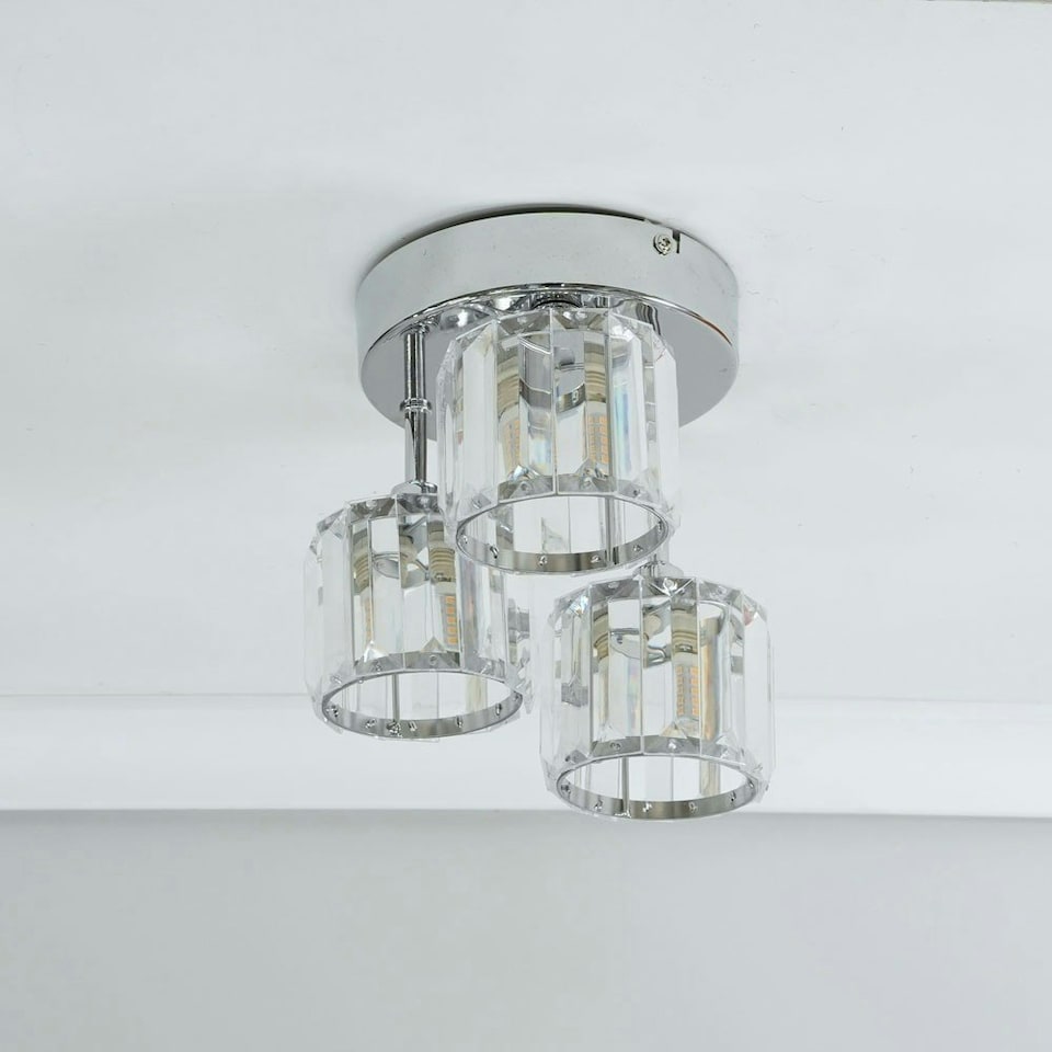 image 1 of ValueLights Beth Chrome 3 Way Clear Glass Drop Ceiling Light