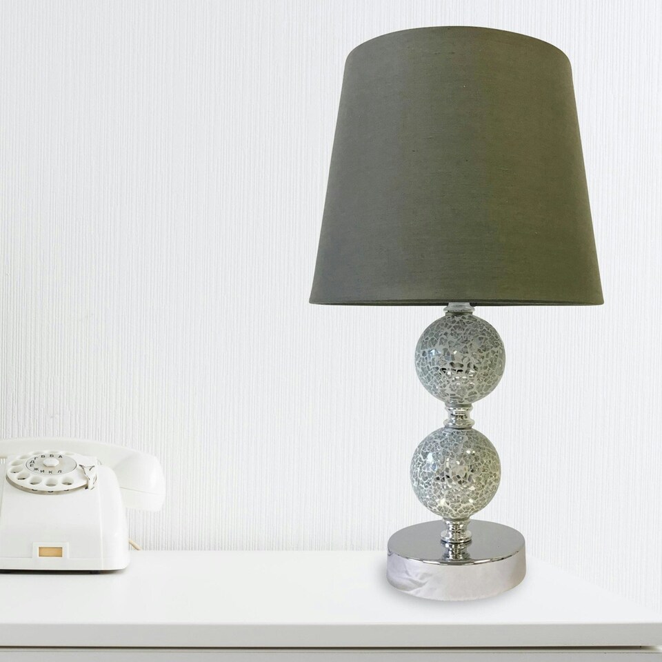 image 1 of Mosaic Touch Lamp with Grey Shade Chrome | Grey
