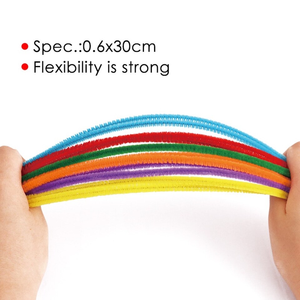 image 1 of Pack of 100 Assorted Colour Chenille Stem Pipe Cleaners 0.6 x 30cm