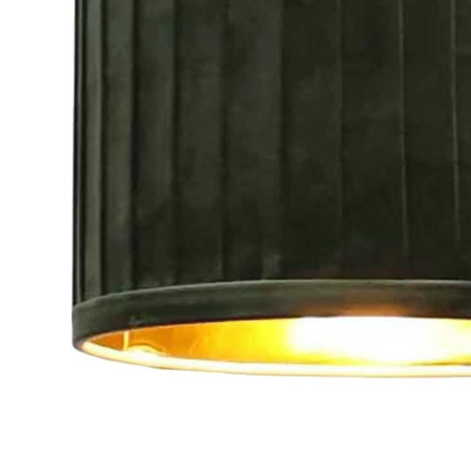 image 1 of Set of 2 Sundance - Dark Green Velvet Pleated 25cm Lamp Shades with Gold Inner | Green | Gold | Medium | 2