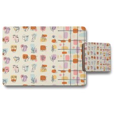 Various Faces, Leaves and Flowers, Abstract shapes (Placemat & Coaster Set)