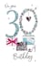 image 2 of Glitter & Floral 30th Birthday Card Hand Made Second Nature Card