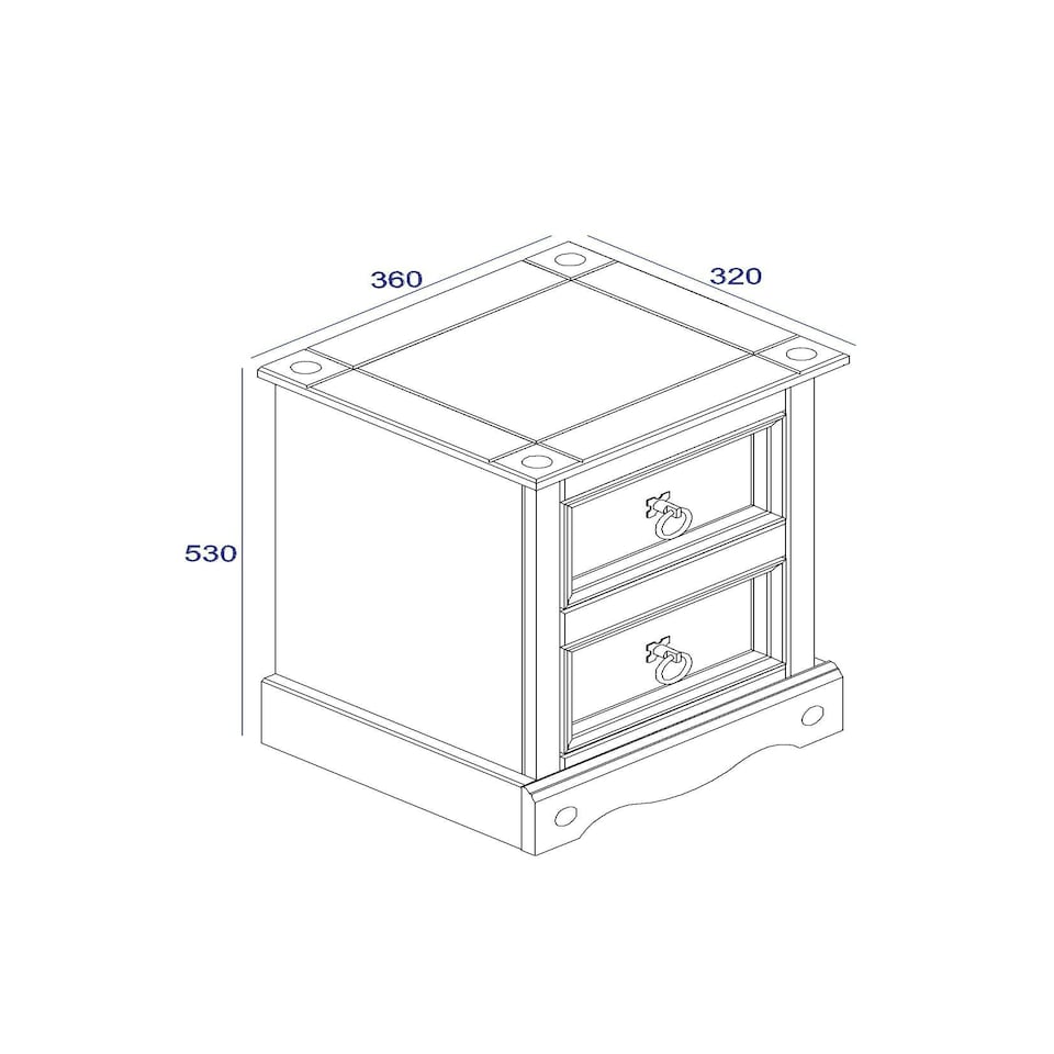 image 1 of Corona White, 2 Drawer Petite Bedside Cabinet White | antique waxed pine
