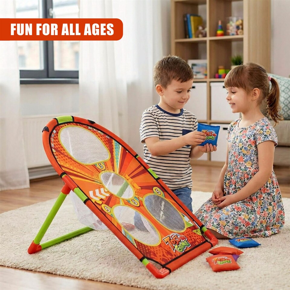 image 1 of The Magic Toy Shop Bean Bag Toss Game Set Indoor Outdoor Cornhole for Kids Adults 6 Bags