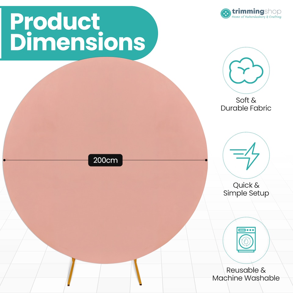image 1 of 160GSM Rose Gold Round Arch Backdrop Cover - 200cm