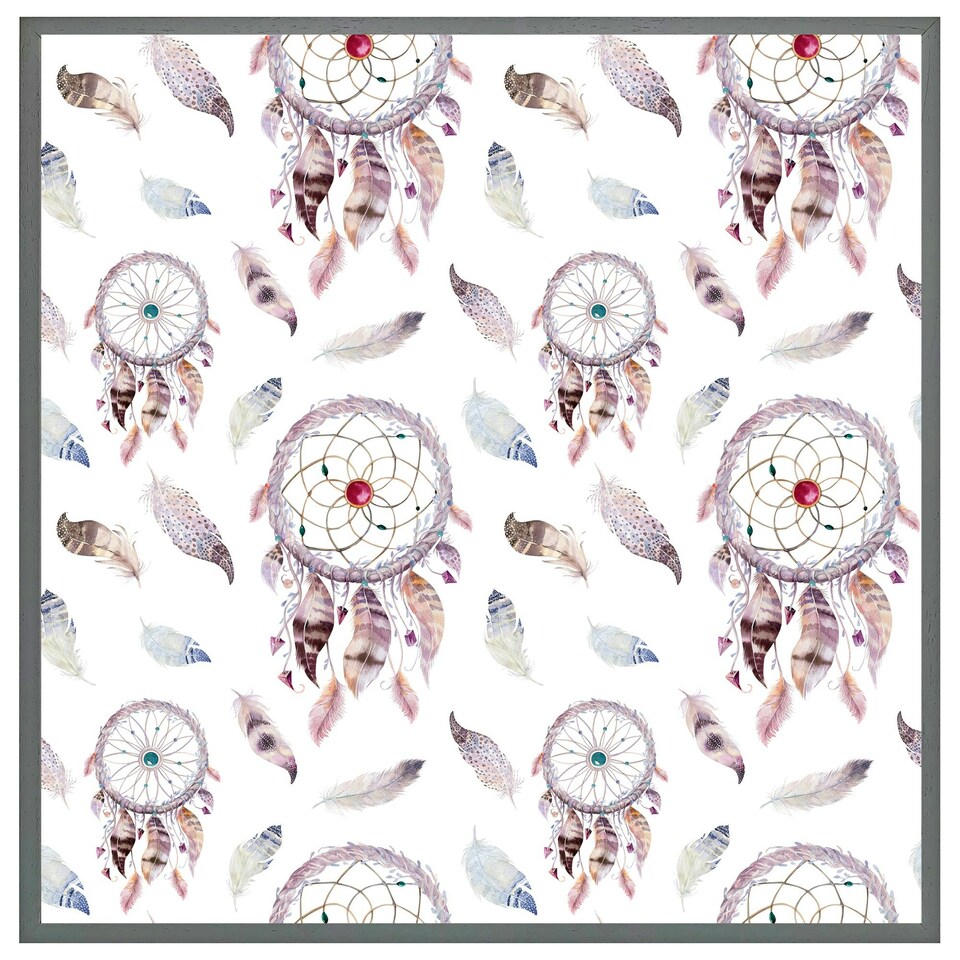 image 1 of Dreamcatcher and feather pattern (Picutre Frame) White | XL