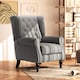 image 2 of HOMCOM Retro Accent Chair, Snow Flannel Wingback Armchair with Wood Frame Button Tufted Design for Living Room Bedroom, Dark Grey