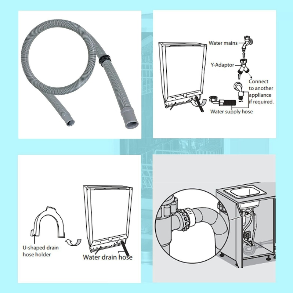 image 1 of SPARES2GO Universal Straight Drain Hose Pipe for Dishwasher Washing Machine (21mm)