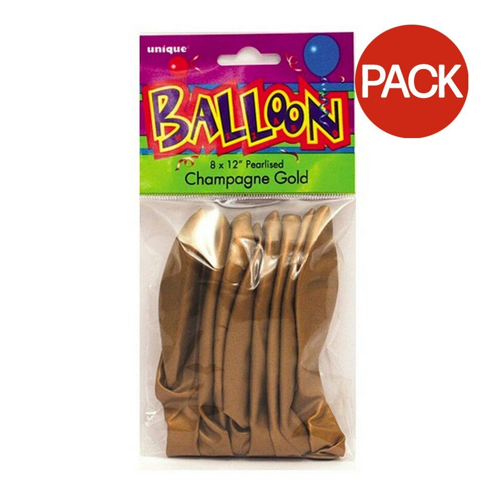 Unique Party 12 Inch Pearlised Latex Balloons (5 X Pack Of 8) - Gold Champagne - One Size