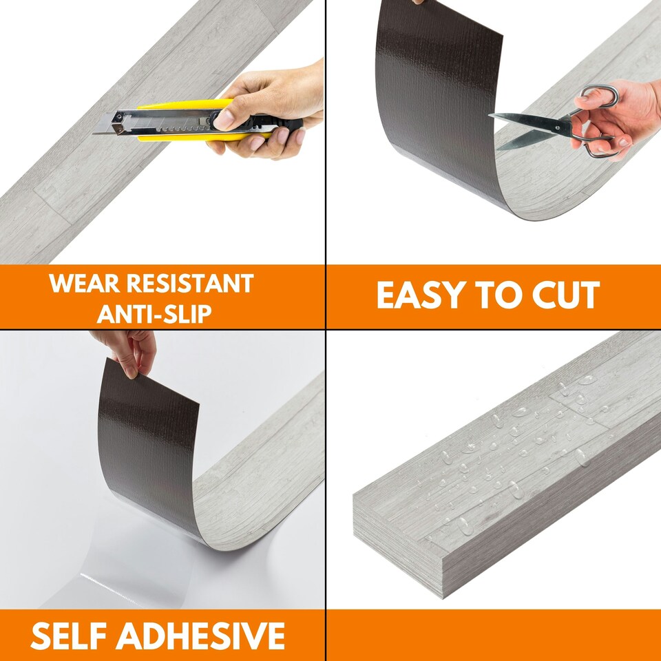 image 1 of NOVECRAFTO Self Adhesive Vinyl Floor Plank – Peel & Stick 36x5.98 in – Light Grey Ash Breeze – Wood Effect – Waterproof DIY Flooring – Easy to Install Grey | 5 sqm