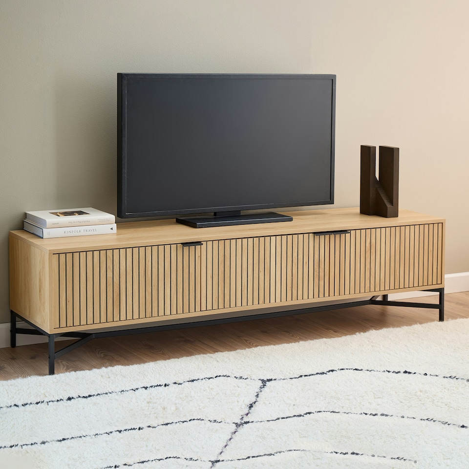 image 1 of Jaipur TV Unit With 3 Doors 176cm Wide in Oak Brown