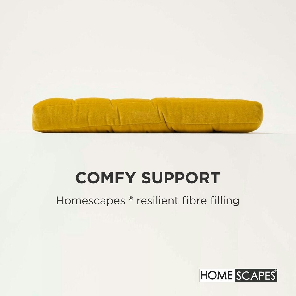 image 1 of Homescapes Set of 4 Seat Pads Luxury 100% Cotton Velvet Indoor Outdoor Garden Dining Cushion Yellow | 40 x 40 cm