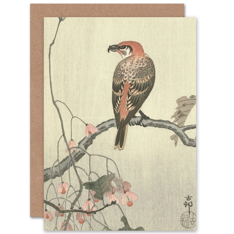 image 1 of Ohara Koson Crossbill On Tree Branch Japanese Art Nature Greeting Card