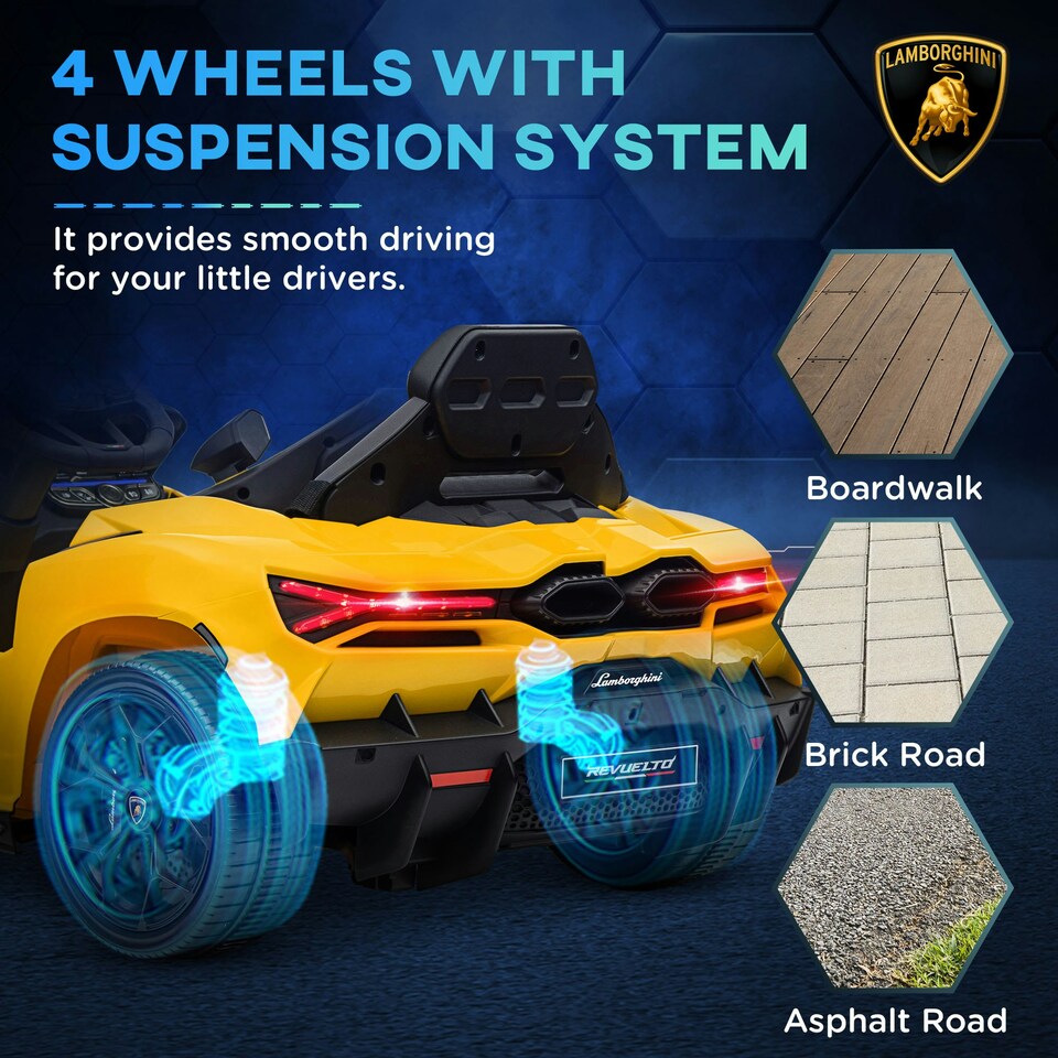 image 1 of AIYAPLAY Lamborghini Revuelto Licensed Ride On Car, with Suspension, Yellow