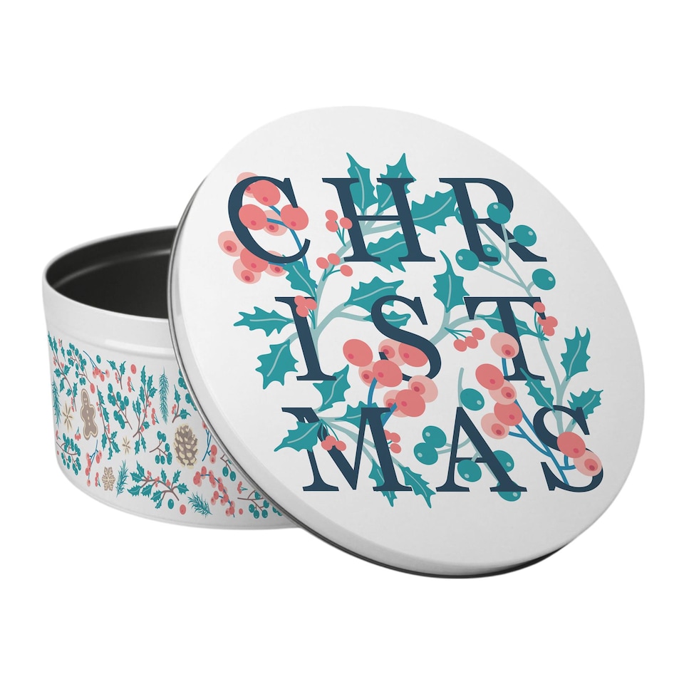 image 1 of Holly Tangle Large Round Christmas Cake Tin