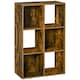 image 1 of HOMCOM Industrial Style Storage Shelf, Bookcase, Bookshelf with 6 Compartments, Freestanding Shelving Unit for Living Room, Home Study, Rustic Brown