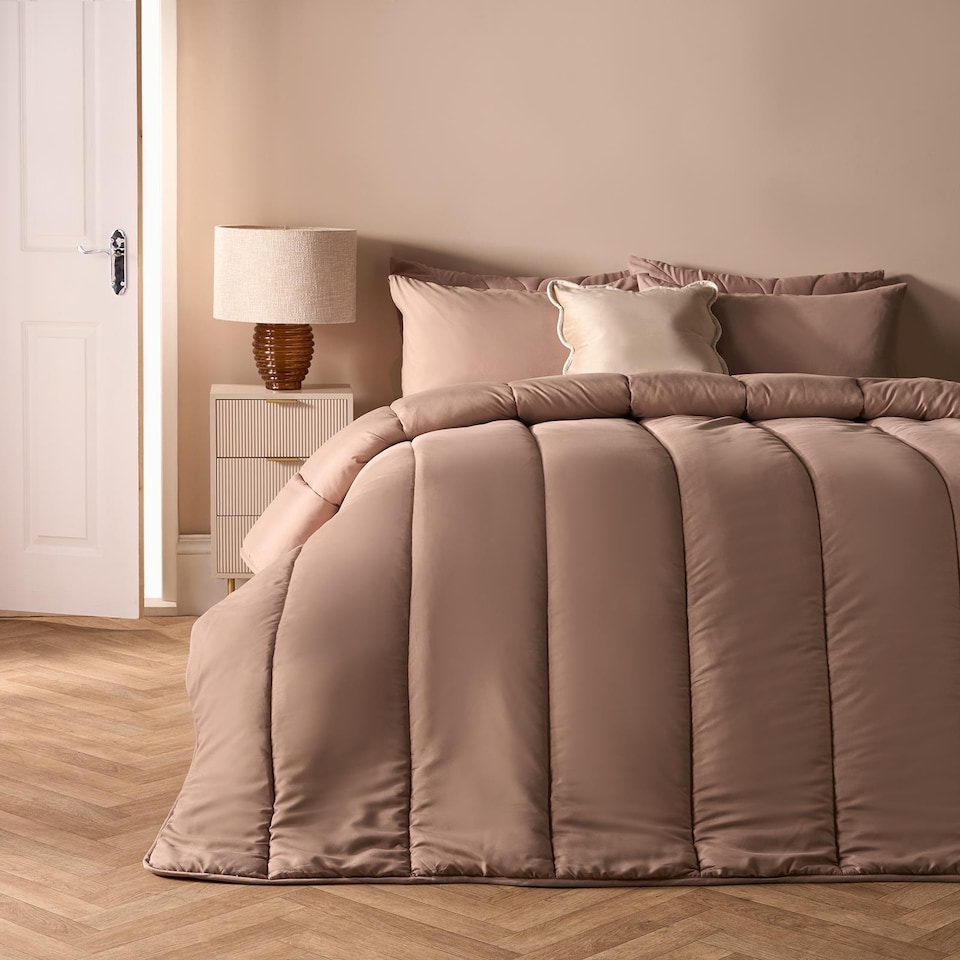 image 1 of OHS Soft Coverless 10.5 TOG Duvet Set Pillowcase Quilted Cover | Bronze | Natural | Single