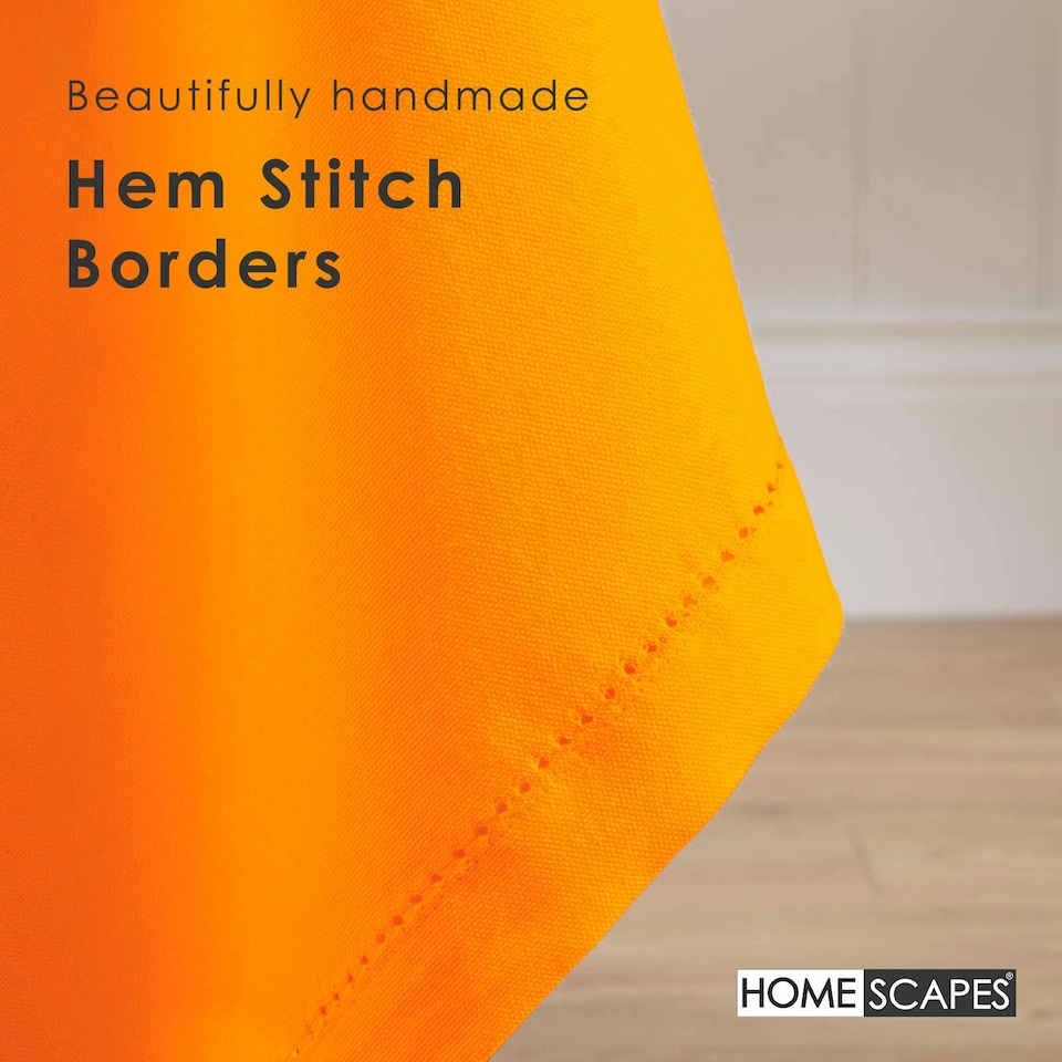 image 1 of Homescapes Orange Cotton Round Tablecloth - 178 cm Orange
