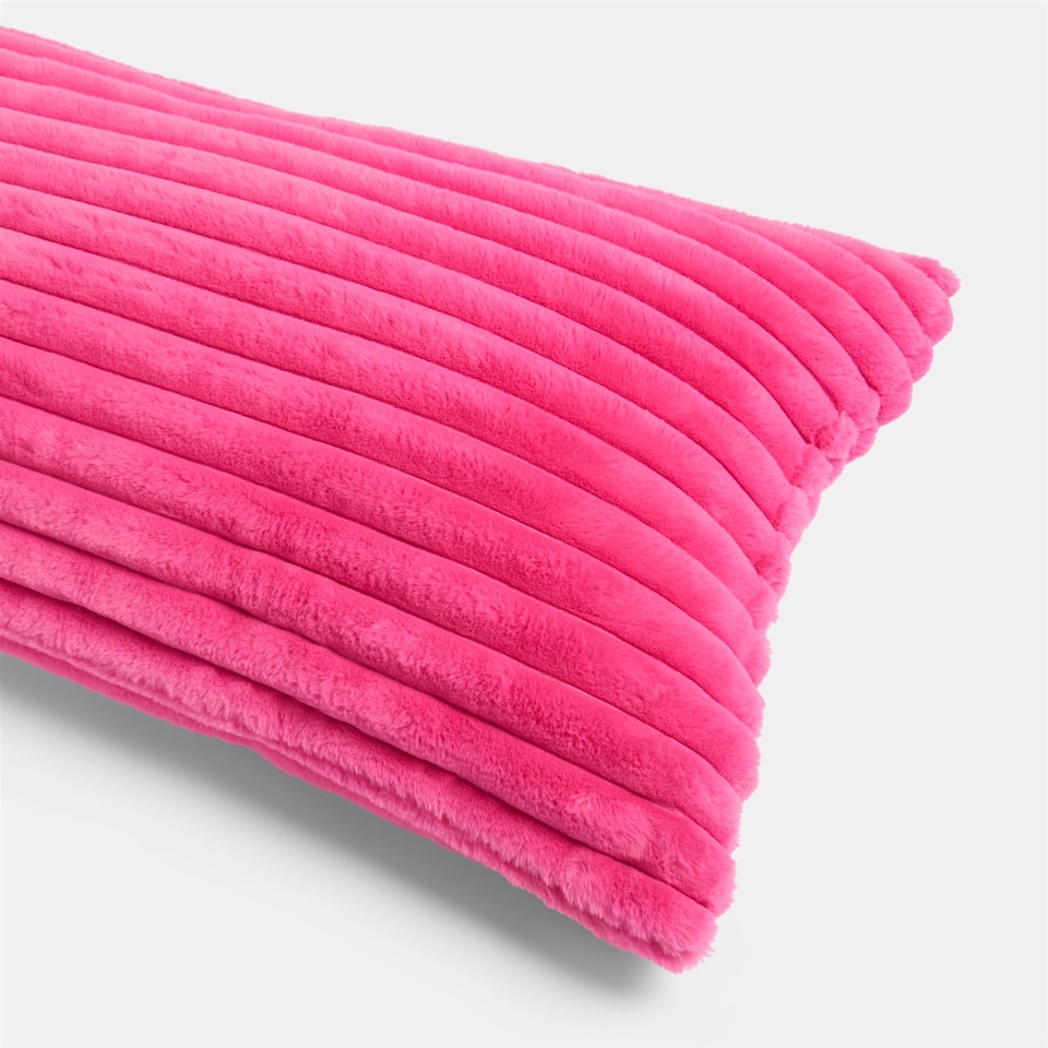 image 1 of OHS Ribbed Faux Fur Bolster Pillow Soft Maternity Support Cushion | Pink | One Size
