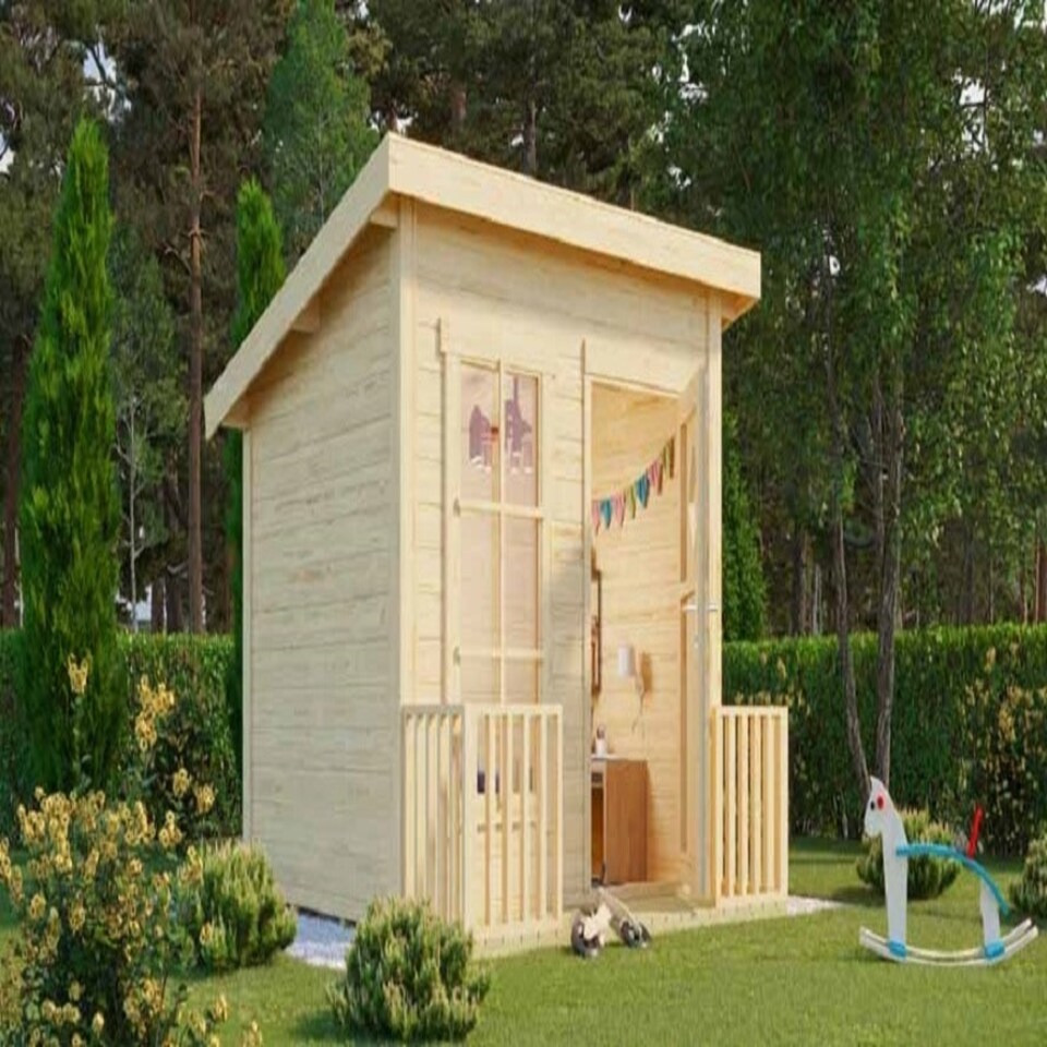 image 1 of Flipp-Log Cabin, Wooden Garden Room, Timber Summerhouse, Home Office - L230 x W190.6 x H188.1 cm Brown