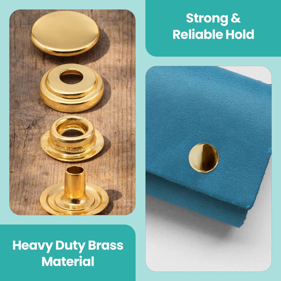 image 1 of 15mm Press Studs 4 Part No Sew Buttons, Durable & Lightweight - 100pcs