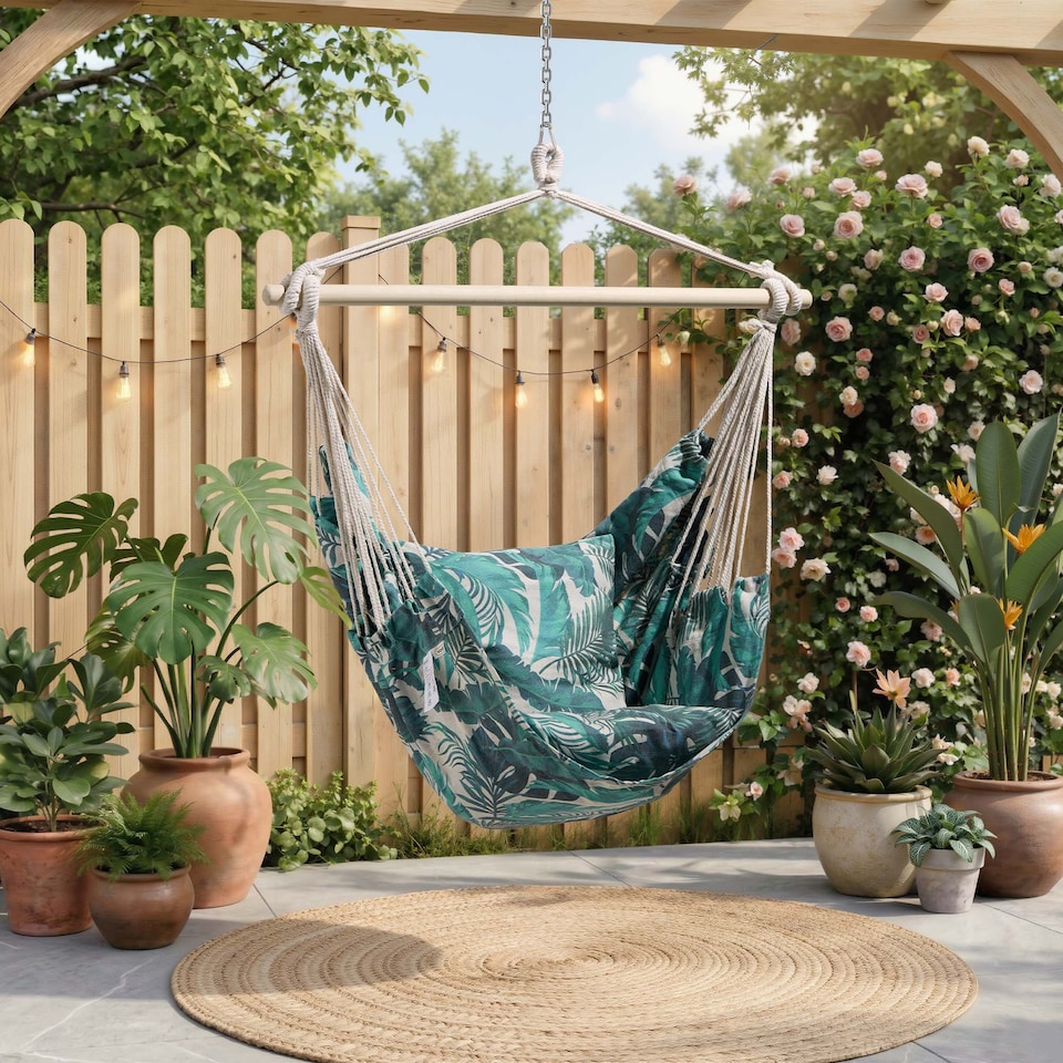 image 1 of Vonhaus Seville Outdoor Hanging Chair with Attachments