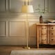 image 1 of ValueLights Modern Gold Metal Floor Lamp With Beige Shade