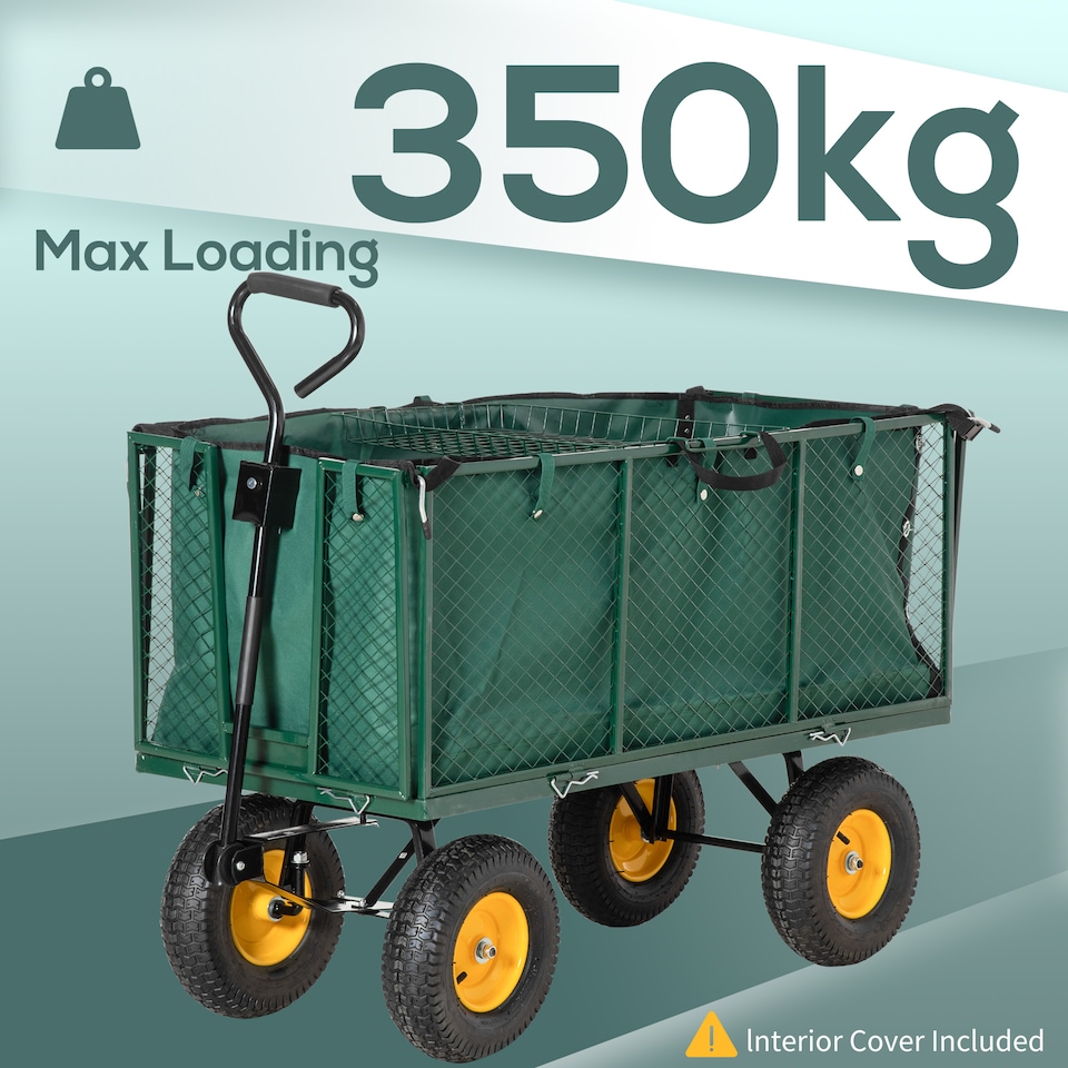 image 1 of Outsunny Heavy Duty Garden Cart Truck Trolley Wheelbarrow Trailer