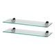 image 1 of Harbour Housewares Floating Glass Shelf - 60cm - Metallic Brackets - Bathroom Shower Storage Vanity Display Unit Shelf | Black | Black | 2